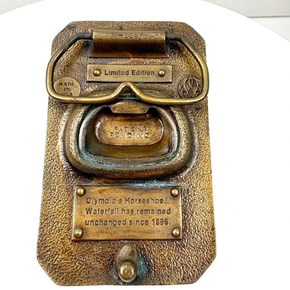 VTG Olympia Beer Belt Buckle Brass Horseshoe Waterfall Limited Edition W/Opener